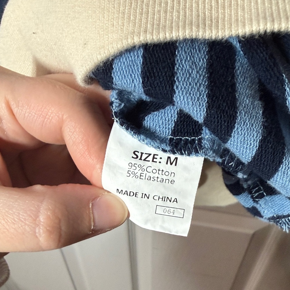 Women’s Striped Blue Quarter Zip - Picture 7 of 10